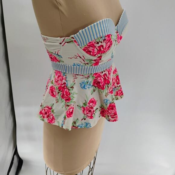 Betsey Johnson High Waist Tankini Swimsuit 2 Piece Underwire Prisoner of Love S - Picture 15 of 16